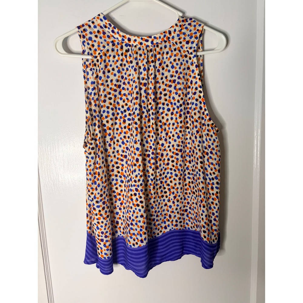 Maeve Anthropologie Sleeveless V-Neck Abstract Dot Print Blouse Purple Orange 8 - Picture 3 of 3